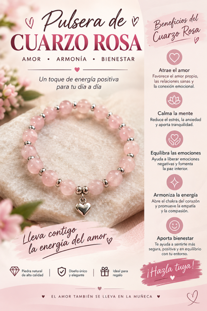 Pulsera de Cuarzo Rosa
