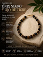 Pulsera de Onix Negro y Ojo de Tigre